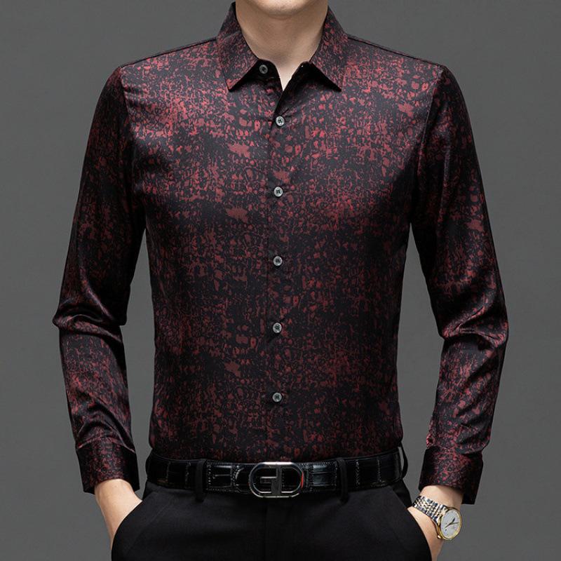 Autumn Men s Long Sleeve Shirt Slim Fit Fashion Casual Lapel Collar M