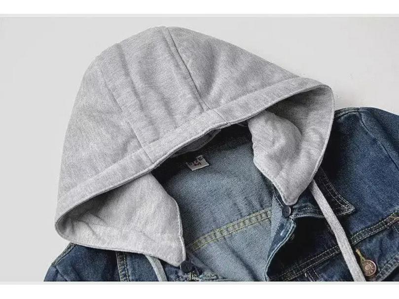 2024 Women's Slim Hooded Denim Jacket - Japanese & Korean Style, Long-Sleeved Short Spring & Autumn Coat