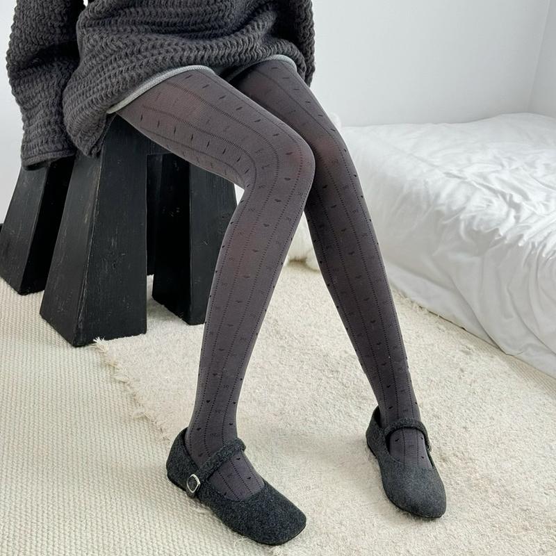 Lolita Herz Jacquard Strumpfhose Damen Herbst Winter 80D Mode Retro Muster Lochmuster Schleife Socken Leggings Strumpfhose 2025