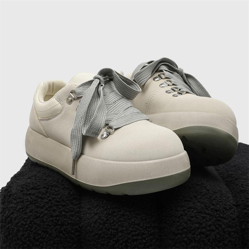 

Z209 niche Q version big head shoes 2025 spring new national tide leather shoes fashion trend British style platform men s shoes 44 світло-сірого кольору