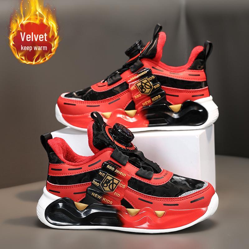 Boys' Red New Year Fleece-Lined Winter Sports Shoes