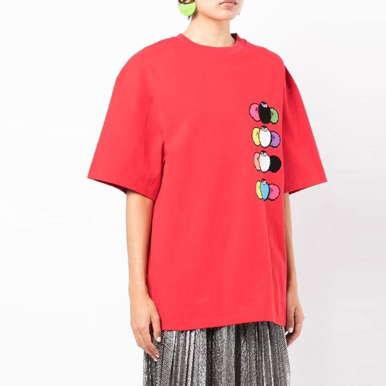We11done Ss22 Logo Monster Color Block Round Neck Short Sleeve T-Shirt Unisex T-Shirts Red WD-TT1-22-650-U-RD