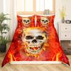 Black Blue Flame Skull Duvet Cover Set Full Size 3D Skeleton Bones Bedding Set Gothic Comforter Cover Horror Skull Quilt Cover