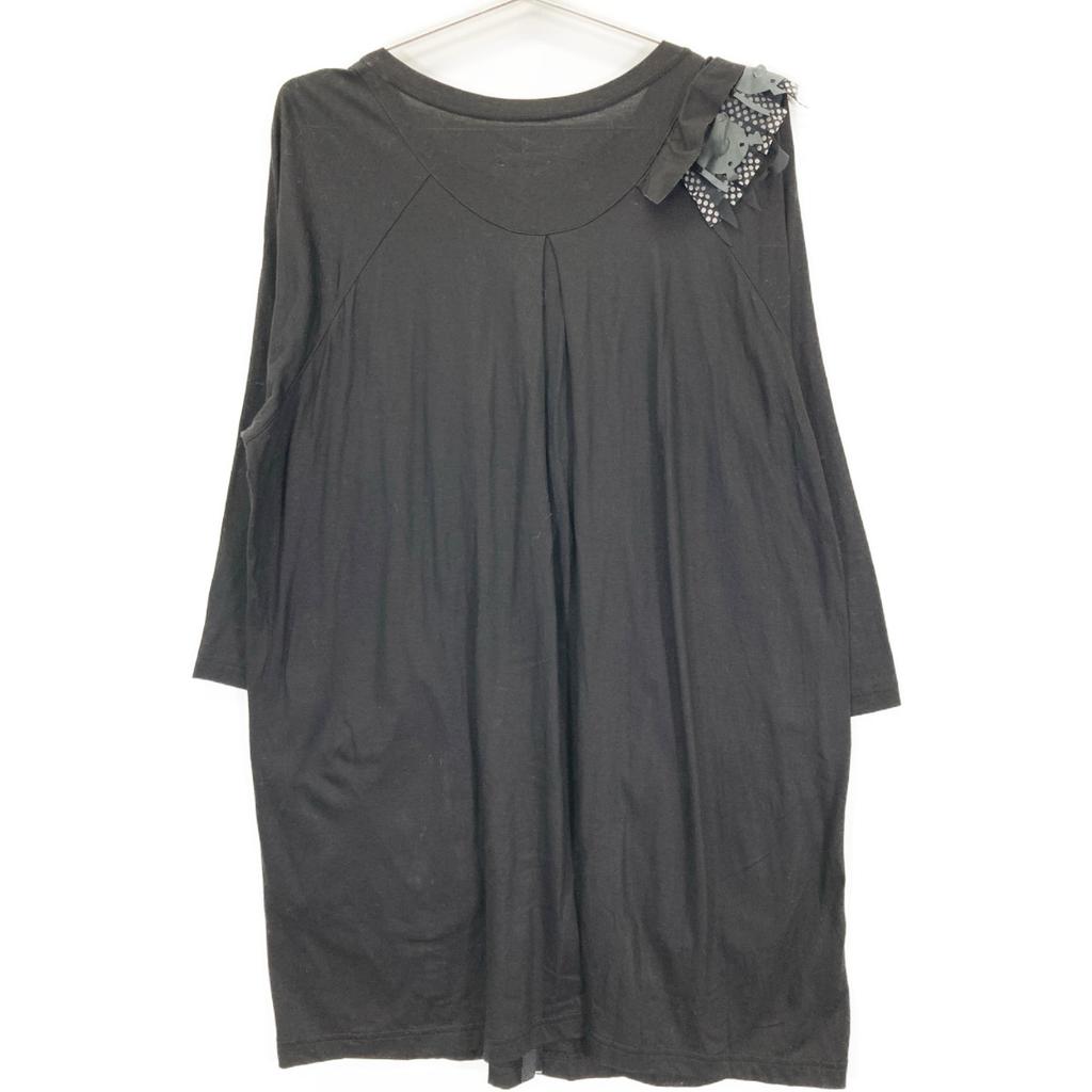 OLLEBOREBLA Black Pig Tape Design Long Shirt Dress Not Written blackUsed