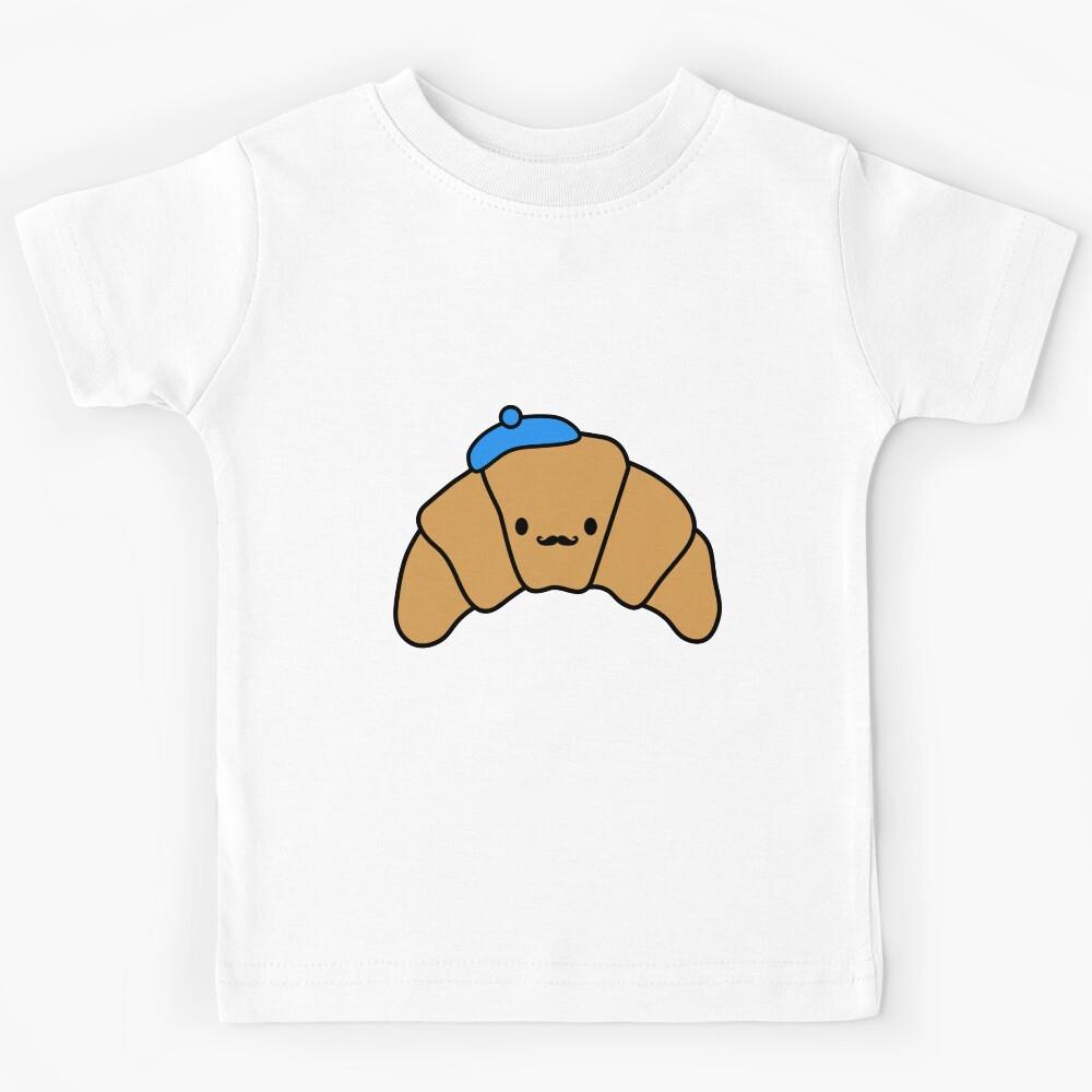 Kawaii Croissant with Moustache and Beret Cute France Souvenir Kids T-Shirt 170