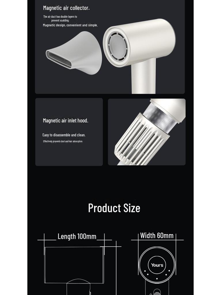 Yongri High-Speed Ionic Hair Dryer - Silent, Quick-Drying, Powerful for Home & Salon Use