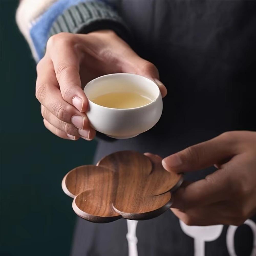 Flower Shape Cup Mat Heat Resistant Tea Cup Pad New Wooden Coaster  Home Decor