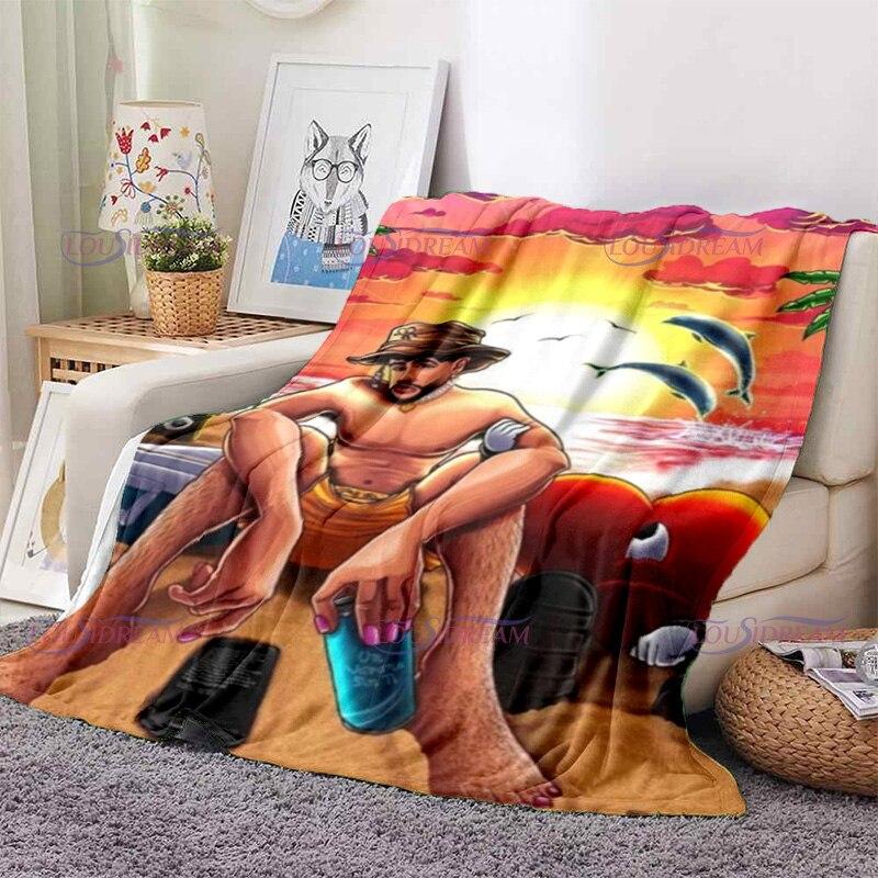 Cartoon Bad Bunny Blanket Flannel Blankets Pop Latin Music Warm Plush Fleece Throw Blankets for Aldult Sofa Bedding All Season