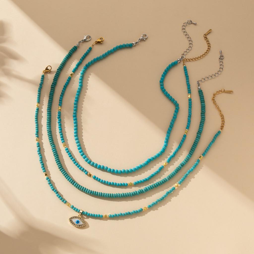 Style Ins Chic Turquoise Beaded Necklace For Women With Highend Aesthetic Appeal