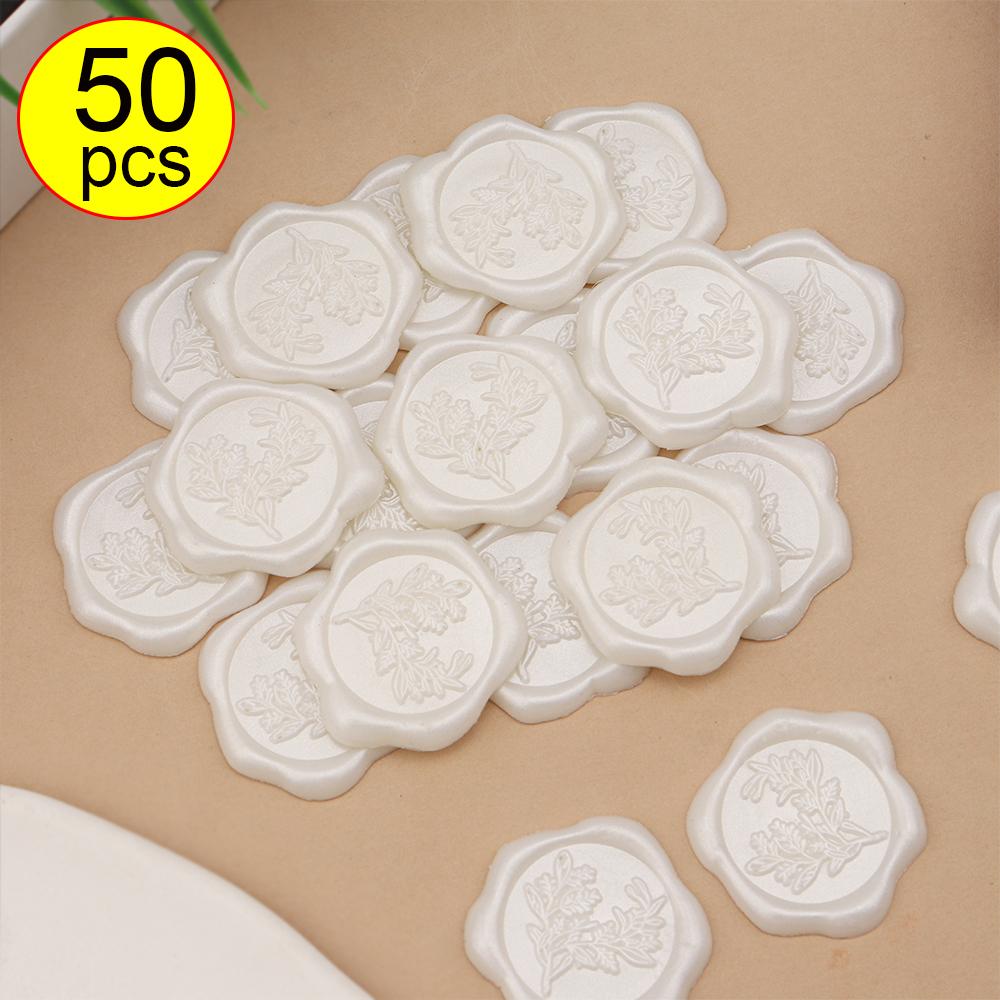 50pcs Eucalyptus Wax Seal Stickers - 9 Colors Invitation Envelope Seal Stickers, Self-Adhesive Stickers, Perfect for Invitation