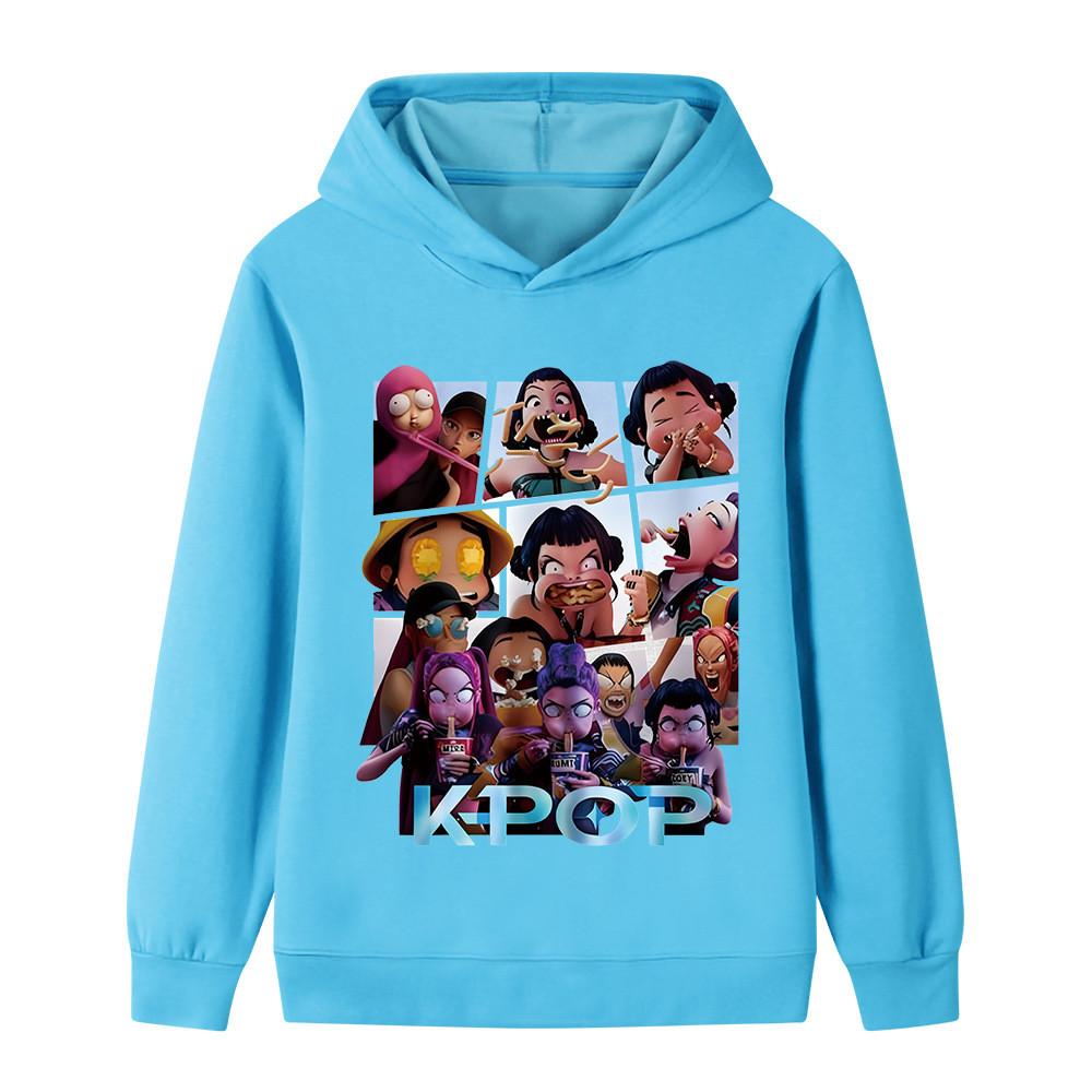 B1237 Kids Boys Girls Kpop Rumi Zoey Mira Print Long Sleeves Hoodie
