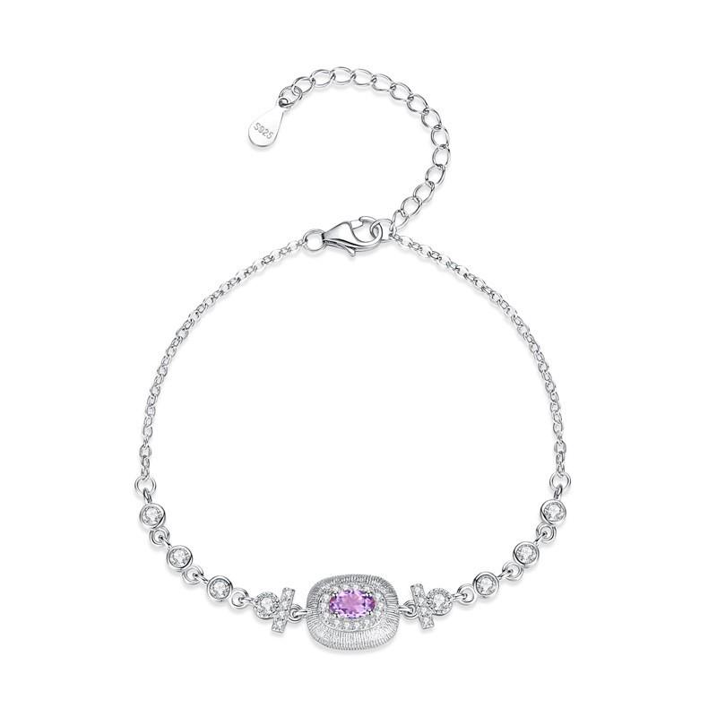 Sterling Geometric Bracelet Women With Natural Gemstone Inlay Elegant Minimalist Jewelry 925 Sterling Silver