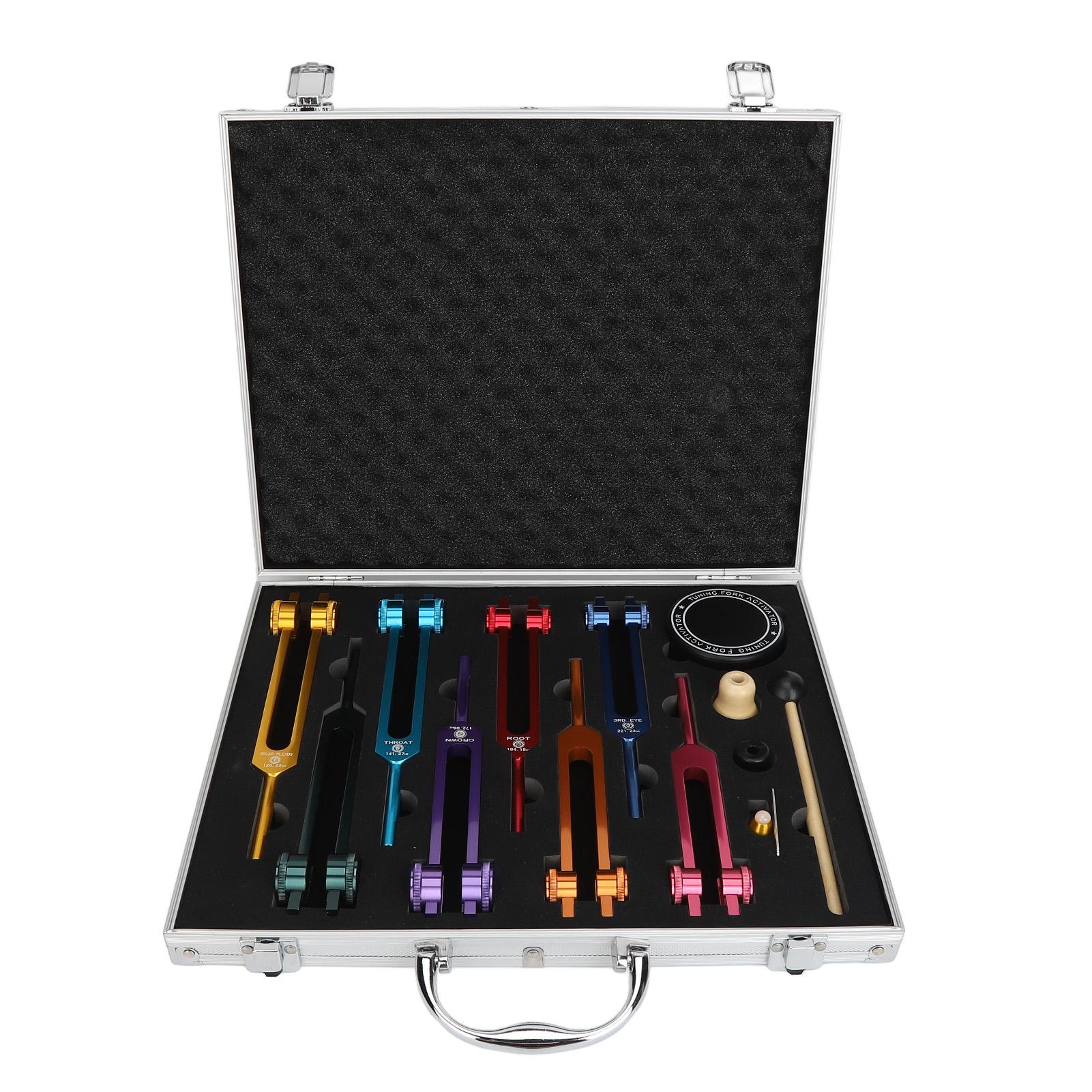 

Набор камертонов Разноцветные камертоны Алюминиевый сплав Сенсорный тюнер Инструмент с молоточком Активация