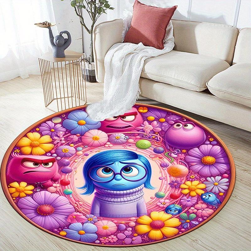 1pc Inside Out Round Area Rug,Non Slip,Machine Washable Polyester Carpet for Living Room,Bedroom Decor