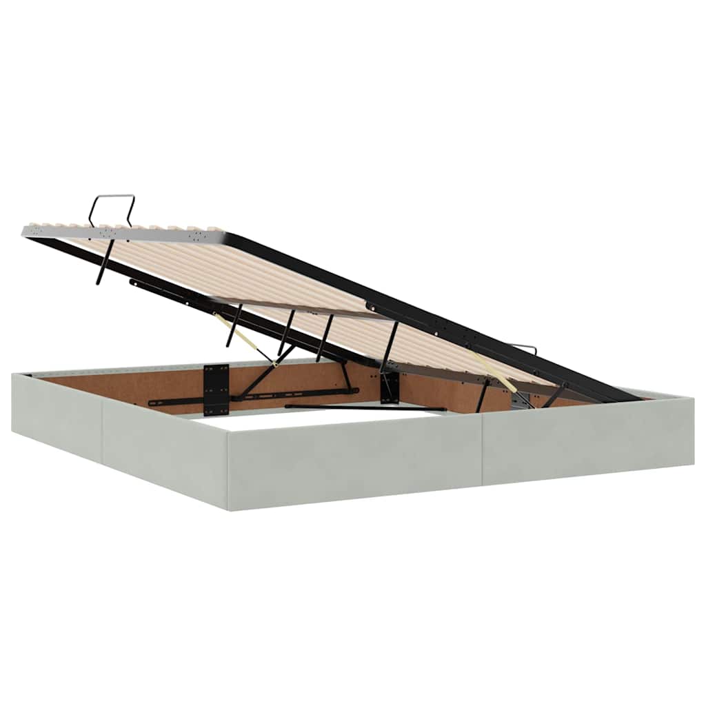 Storage Bed with Mattress Light Grey 160 x 200 cm Velvet