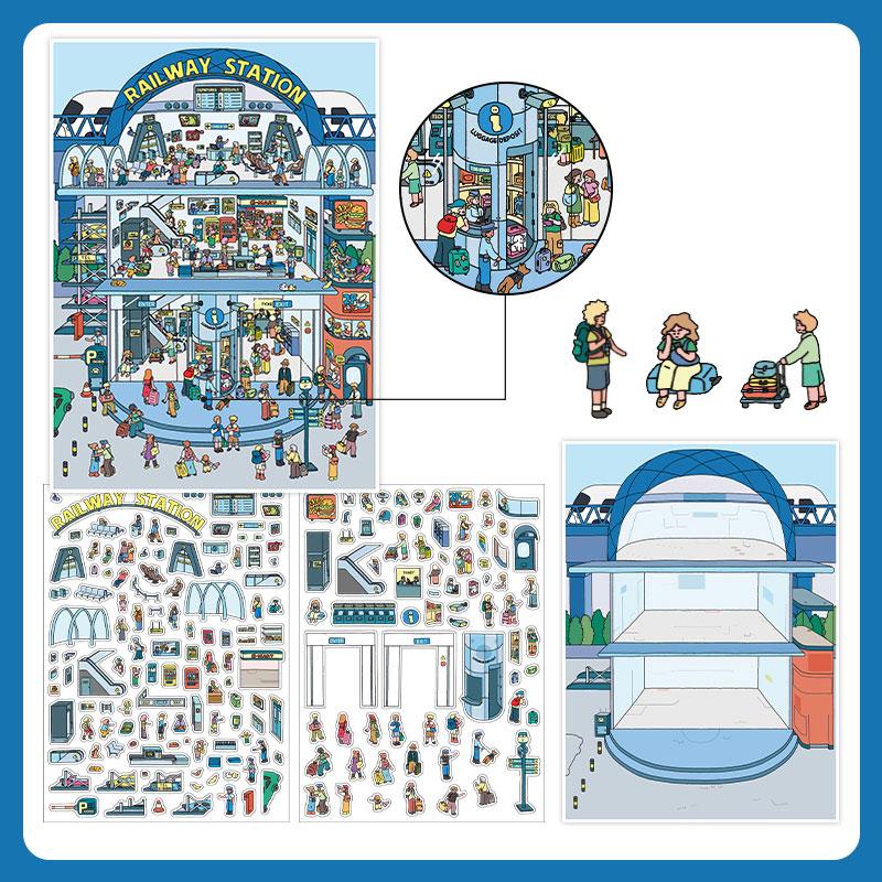 

3 sheets/bag PET 2.5D Oversized Landscape Stickers For Decompression Collage Decoration Office Stationery Stickers Desktop Diary