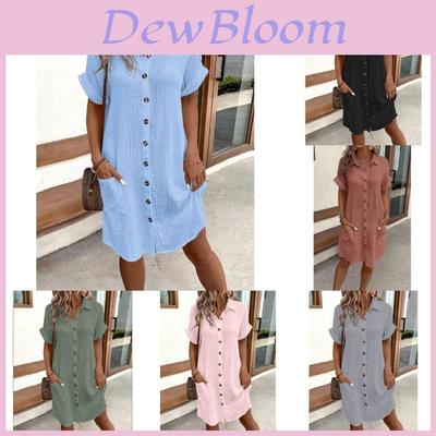 Polyester A Line Dress With Button Details For Casual Summer Wear
