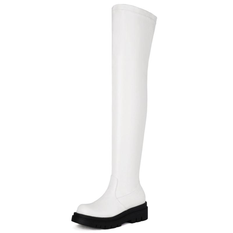 Elastic Women's Over the Knee High Boots 2025 Winter Sexy Long Thigh High Boot Black White Party Fetish Shoes Ladies Waterproof