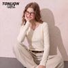 TonLion Women's Slim Fit Striped V-Neck Long Sleeve T-Shirt