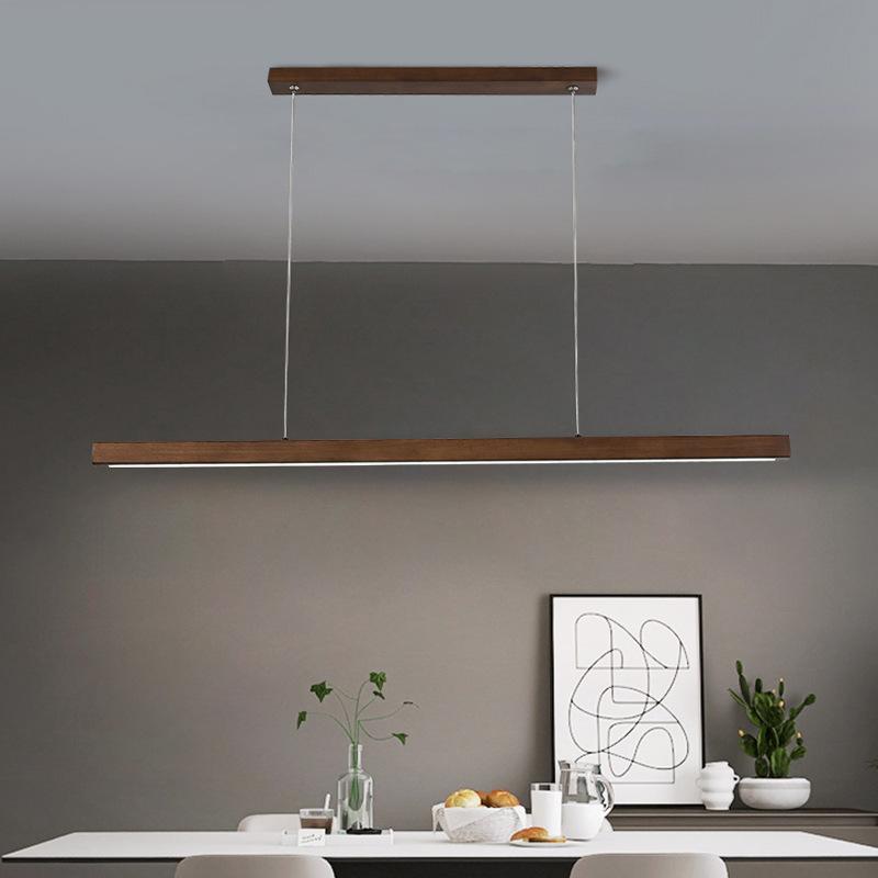 Natural Log Living Room Dining Room Pendant Lamp Word Long Strip Lamp