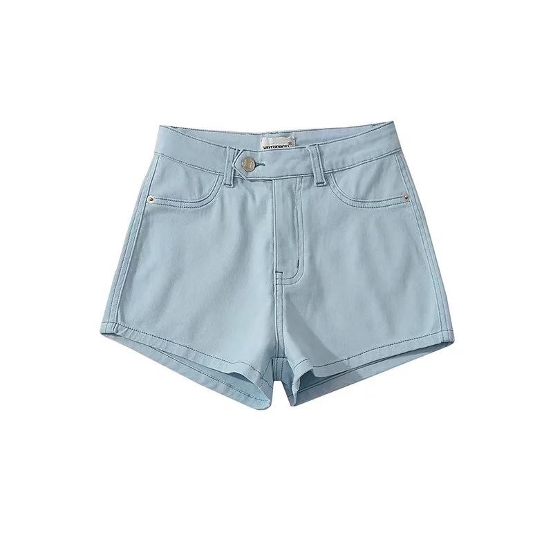 

2022 Summer Candy Color High-Waist Slim Fit Women s Denim Shorts: Spicy, Figure-Hugging Hot Pants Extra Large