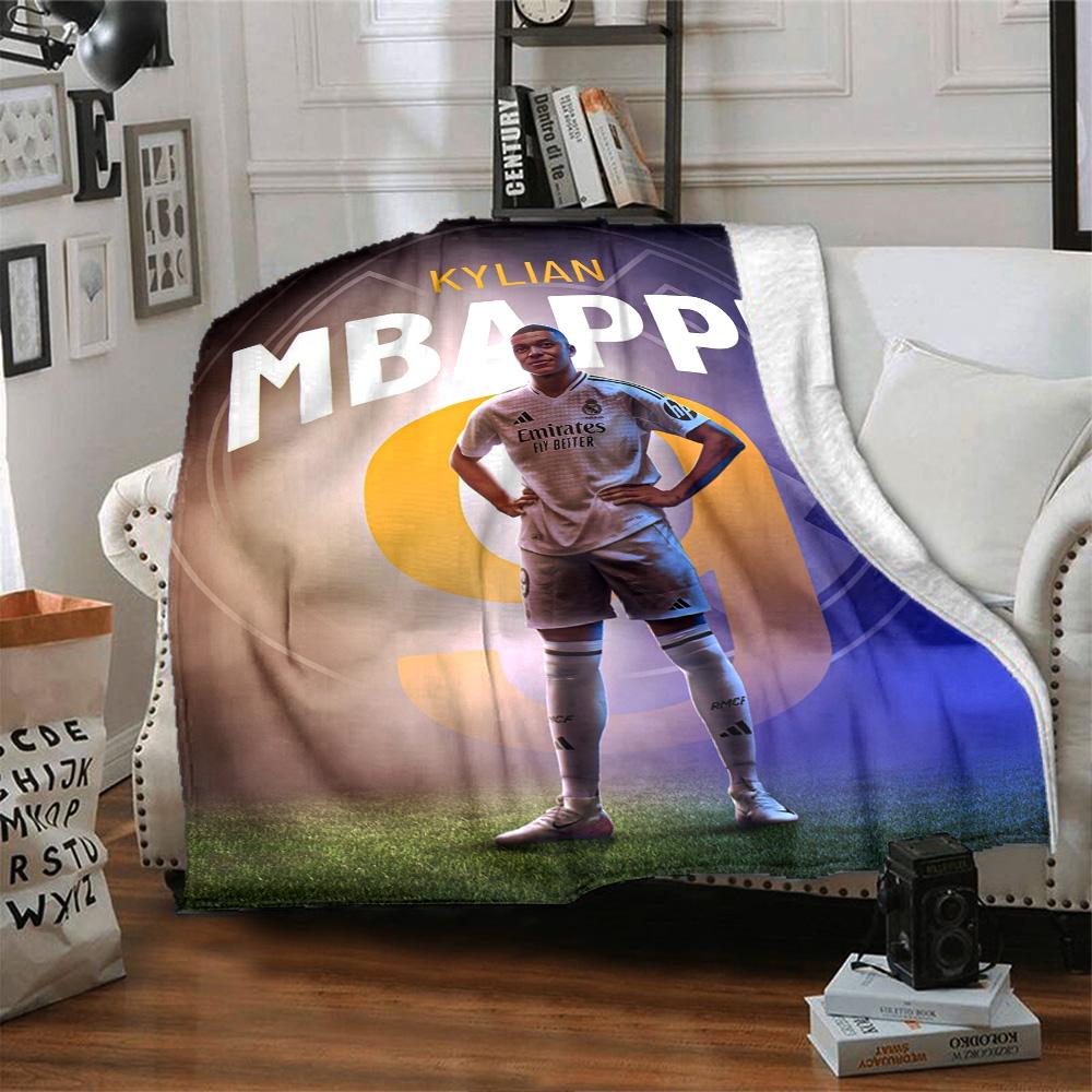 Star Player Kylian Mbappé Blanket Comfortable Great for Bedding Livingroom Picnics Four Seasons Universal Stylish Decor
