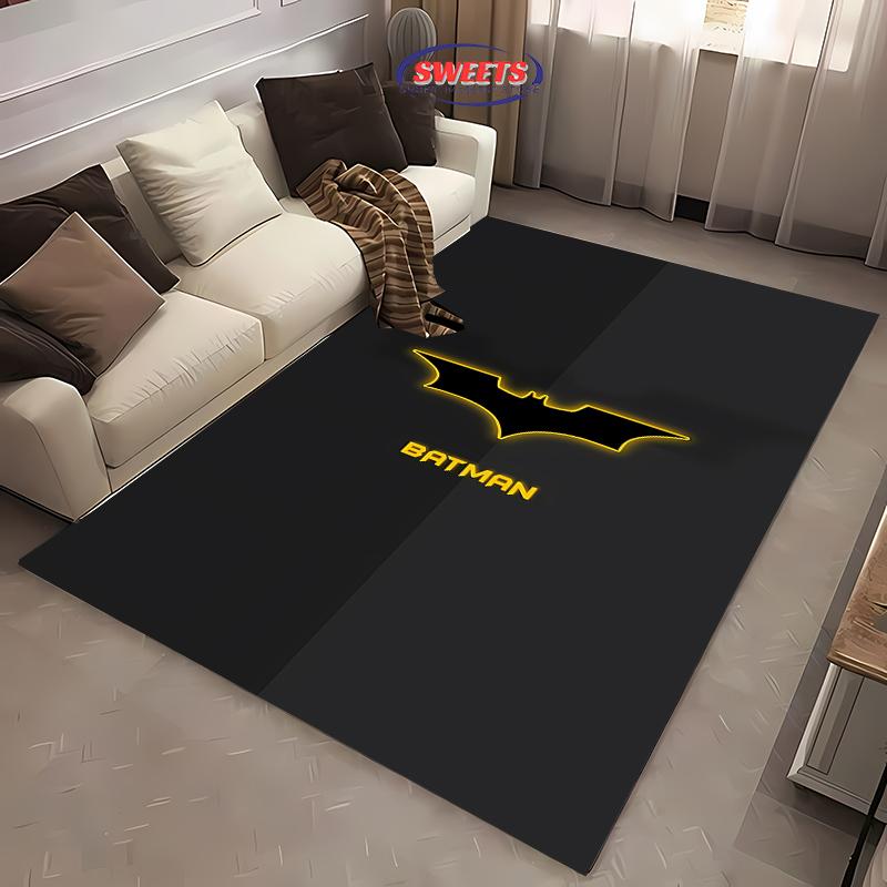 Tappeto Classico DC Batman, Logo Batman Soggiorno Camera da Letto Bambini Tappetino da Letto, Tappeto Confortevole Antiscivolo Resistente, Tappeto Lavabile in Lavatrice