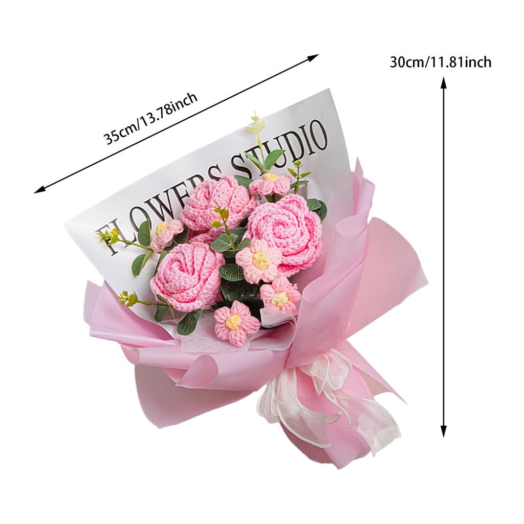 Crochet Tulip Flower Bouquet Decoration Completed Handmade Knitted Bouquet for Mothers Day Gifts Party Birthday Home Wedding