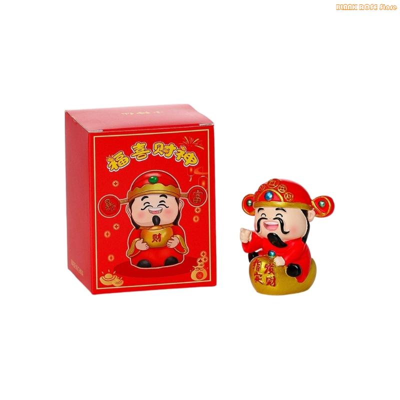 K1AE God of Wealth Figurines Resins Cai Shen Statues God of Fortune Caishen Sculptures Fengshui Ornament Home Office Decors