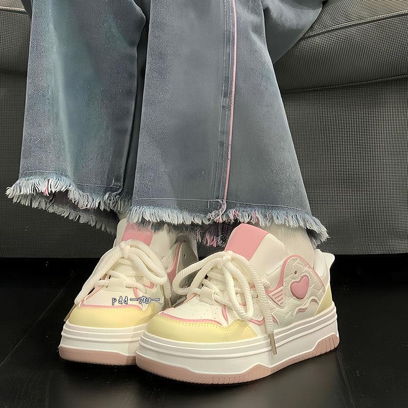 

Новые весенне-летние женские кроссовки Guochao на платформе, студенческий нишевый дизайн, маленькие белые кроссовки, универсальные кеды для женщин 40 розовый