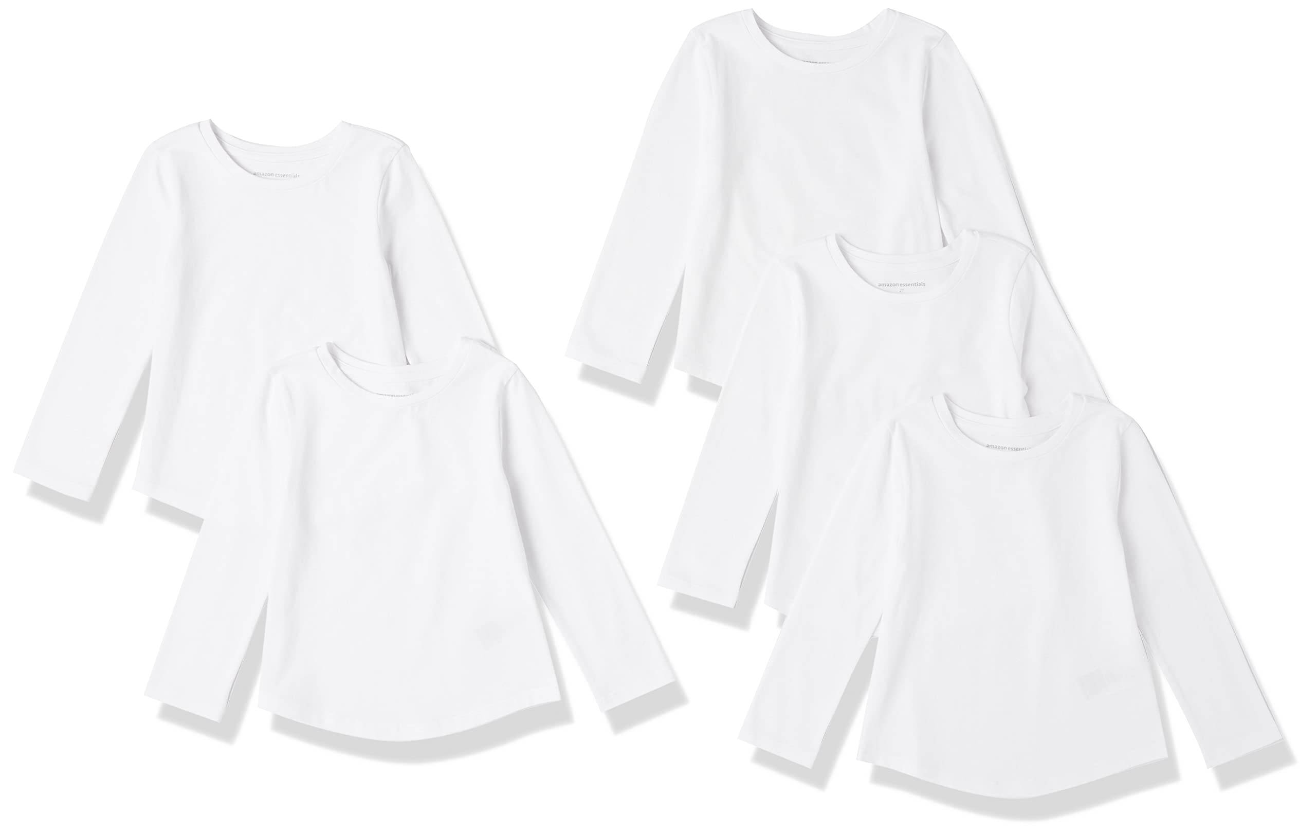 

для [Amazon Essentials] 5 штук футболок с длинным рукавом для девочек, белые, 150-165 белый