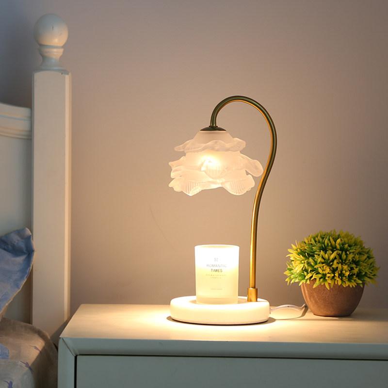 

Timed Atmosphere Melting Wax Lamp Smoke Free Dimming Bedroom Night Light Gift Soft Lighting Vintage Luxury Glass Lampshade No candles&Conventional switch&UK Plug білий