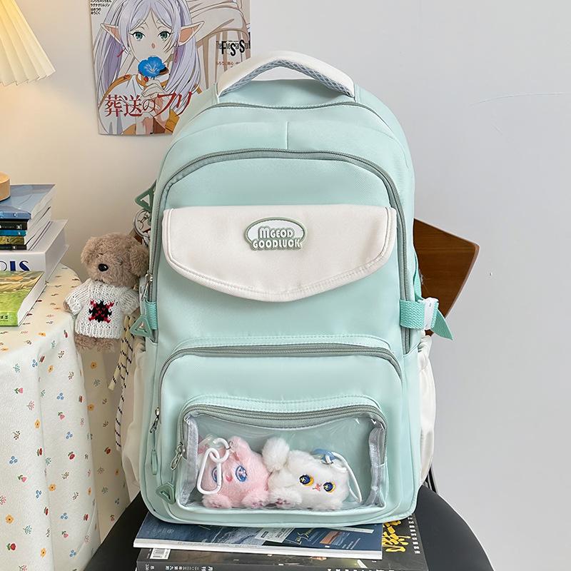 High value, fresh and sweet contrasting color backpack, lightweight and large-capacity backpack for junior high school students