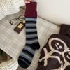 Color-block socks for women, autumn/winter vintage color-blocked striped calf socks, INS trendy Melard long leg cuff socks