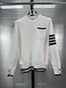 High Version TB Sweater New Men's and Women's Casual Long-sleeved Pocket Striped Four-bar Knitted Crew Neck Long-sleeved Sweater