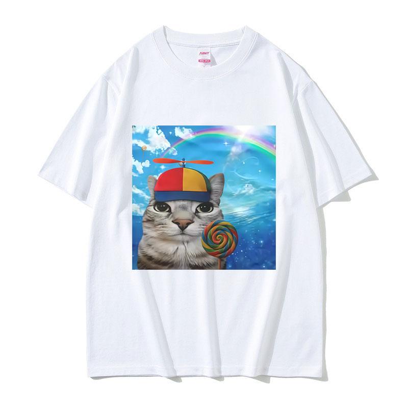 Cat Funny Meme Graphic Tshirt Men Fashion Oversized Streetwear Mens Casual Humor Short Sleeve T Shirts 100 Cotton Tees