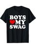 Unisex Vintage Retro Modny Chłopcy Kochają Mój Swag Nadruk z Literami Harajuku Koszulka Letnia Oversize Tee Unisex Streetwear Casualowy Top Y2k