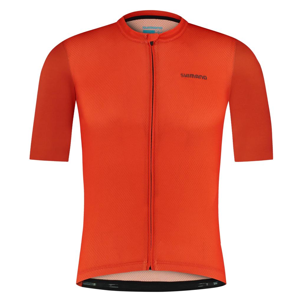 Shimano ARIA Short Sleeve Cycling Jersey, Coral Red, Medium (European Size), Suitable for Heights 172-178cm