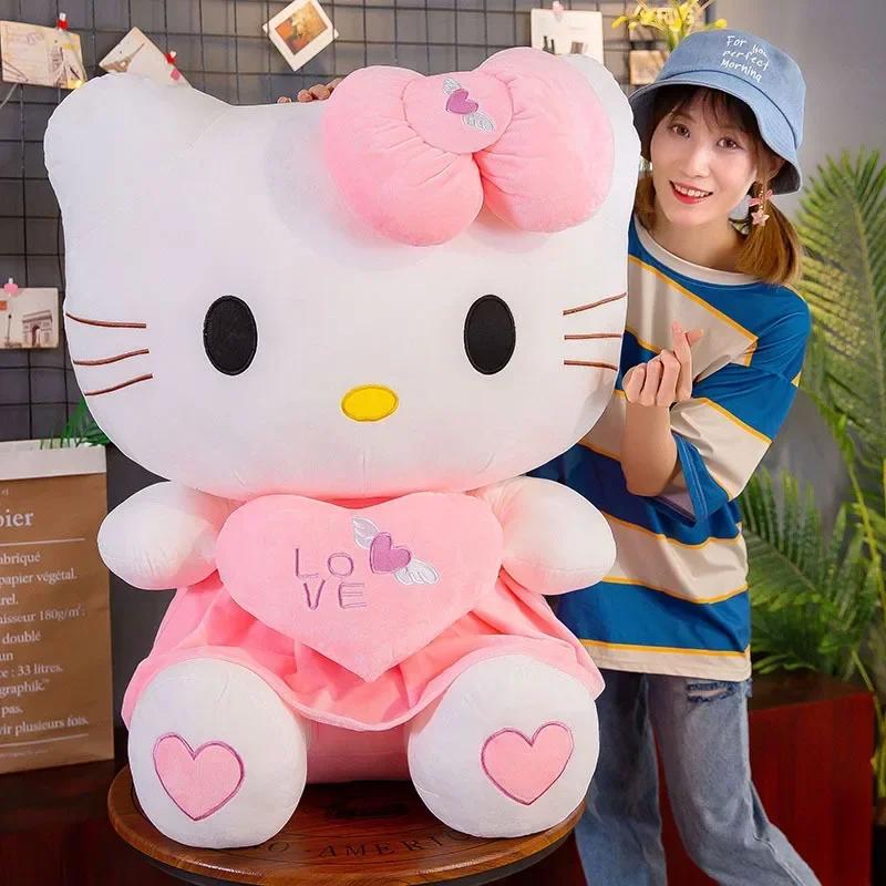 Hot Sanrio Hello Kitty Cat Plush Toys Cartoon KT Cat Plushie Doll Soft Stuffed Anime Pillow Birthday Gifts For Kids Girls