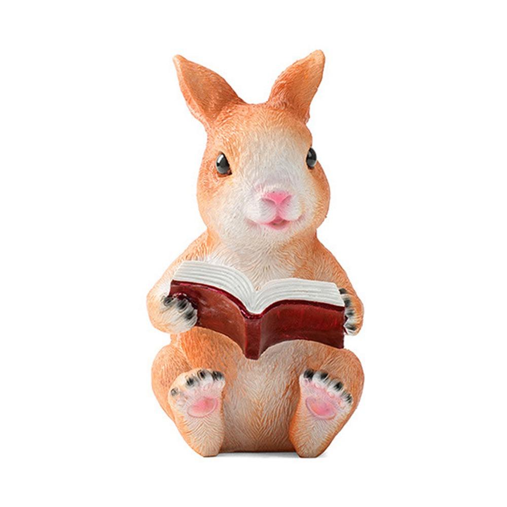 Handicraft Rabbit Reading Book Statue Resin Crafts Garden Animal Statue Garden Courtyard Decor