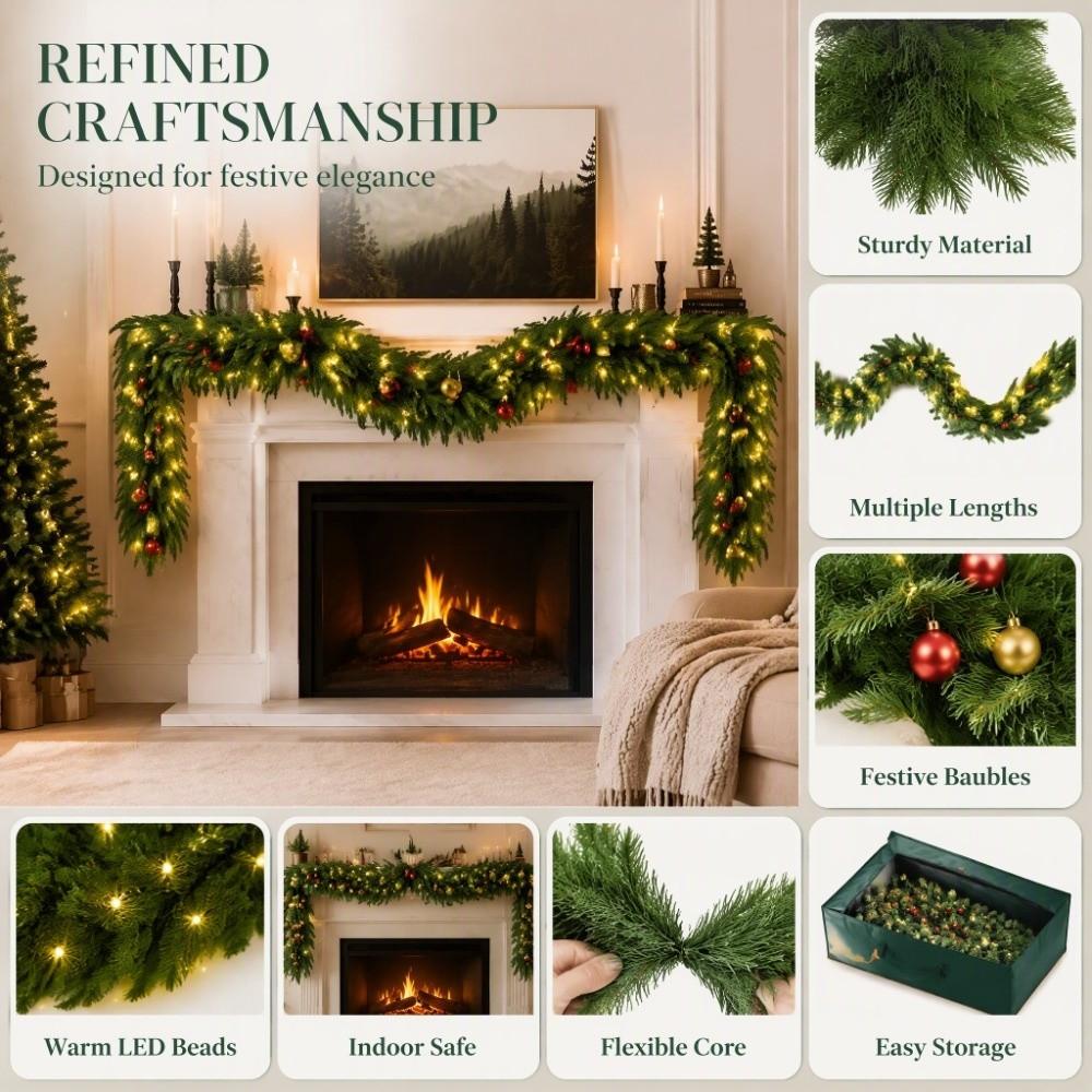 Pine Needles Realisticl Green Garland Christmas Decoration Garland Christmas Decorations