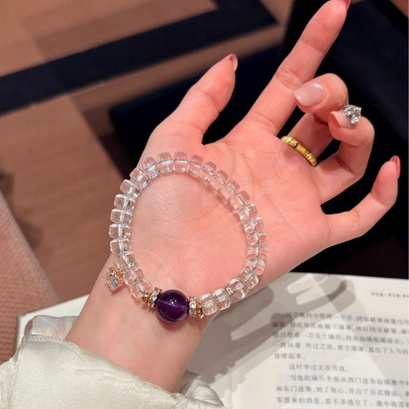 Rose Gold Dream Original Natural White Crystal Beaded Bracelet Sparkly Fashion Jewelry Women