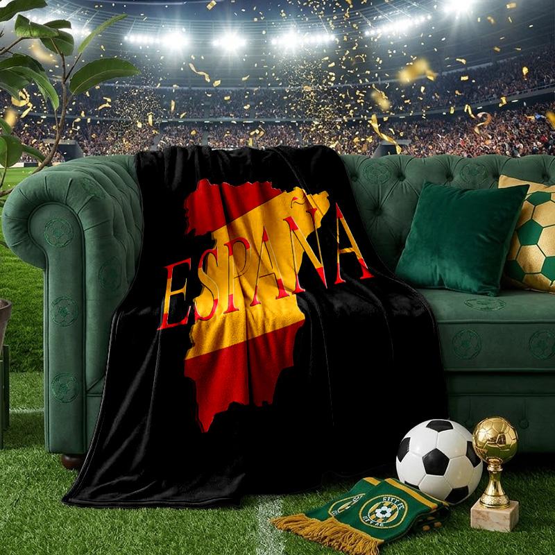 Spain Flag Map Art Throws Blanket Flannel Blankets Plush for Couch Bed Gifts for Men Women Travel picnic blanket Christmas fan gifts