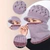With Windproof Brim Knitted Hat Winter Slouchy Beanie Hat Fashion Neck Gaiters  For Women