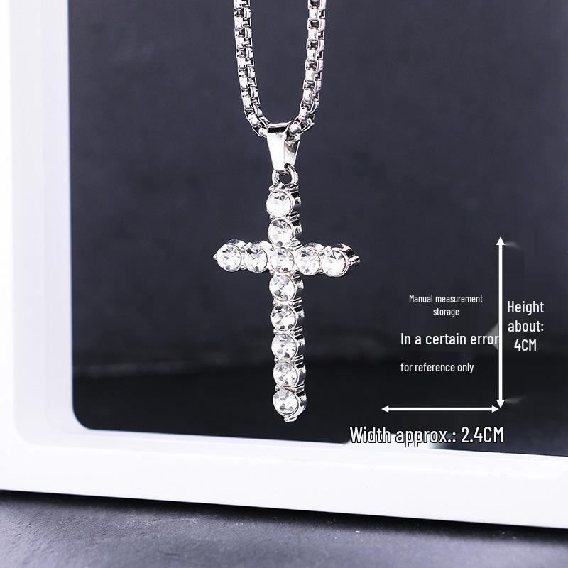 

Модное трансграничное ожерелье с подвеской из стразов: Унисекс Цепочка из нержавеющей стали в стиле хип-хоп.