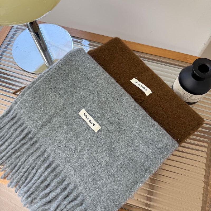Morandi Color Wool Blend Scarf - Solid Color Series for Autumn/Winter