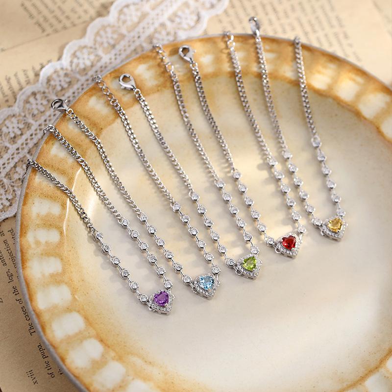 Jewelry natural stone bracelet S925 silver, inlaid with translucent multi-color crystals, bracelet, fashionable and simple for women