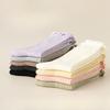 Boneless Socks, Women's Summer Breathable Cotton Socks, Solid Color Mid-calf Socks, Black Fungus Lace, Spring and Autumn Pile Socks