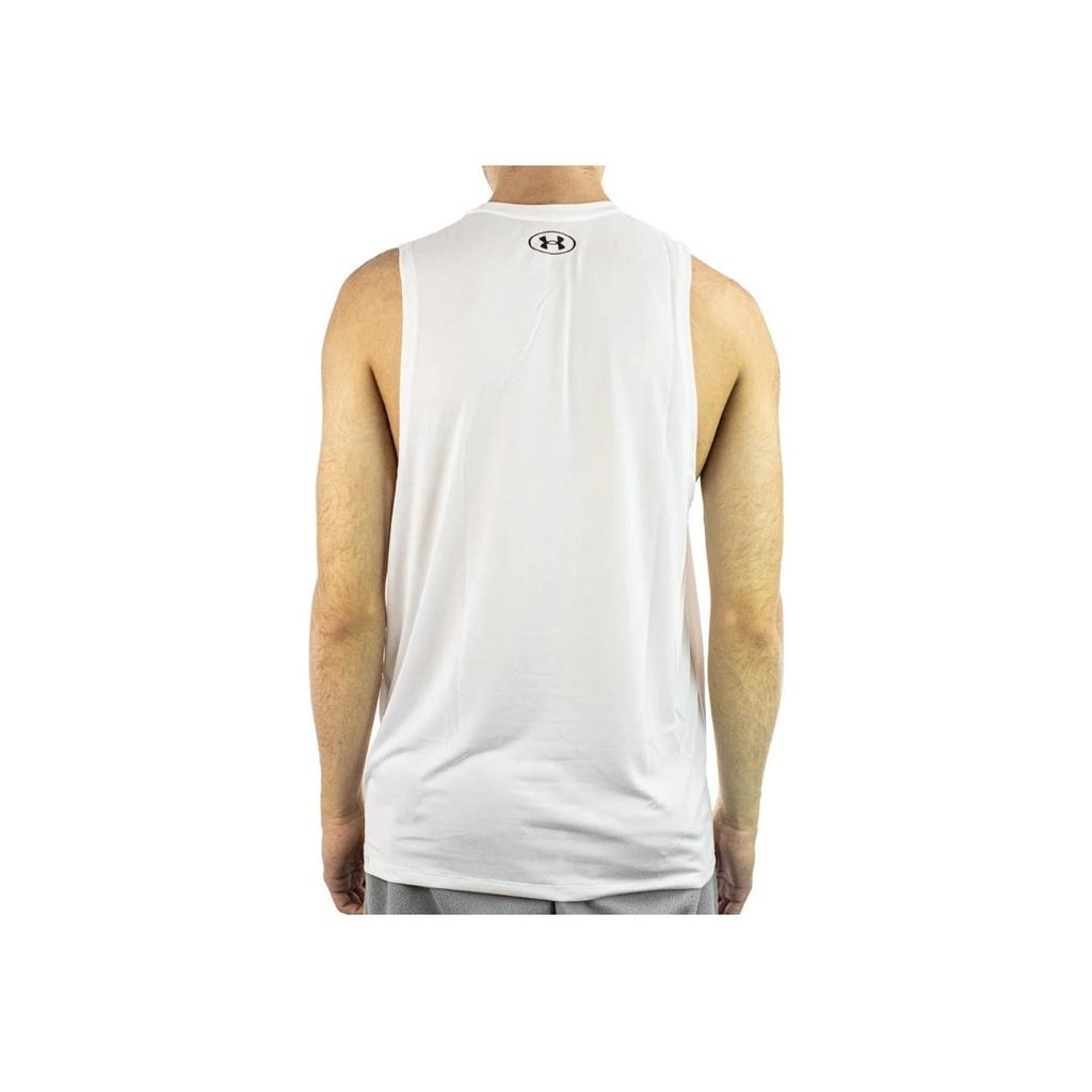 Under Armour Round Neck Logo Print Quick Dry Soft Sweat Absorbing Fitted Sleeveless Tank Top Men Tops White 1382795-100
