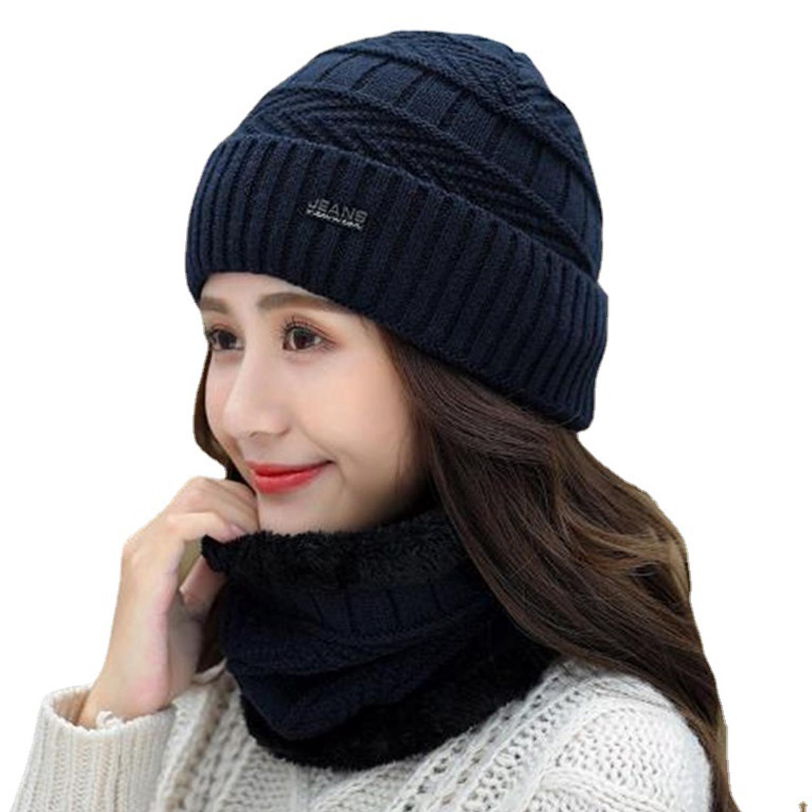 Head Warmer Fleece Neck Warmer Winter Hat Scarf Beanie Unisex Knitted Warm Scarf Fleece Lining Winter Autumn Beanie 1